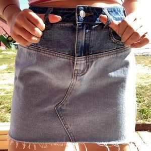 Double Tone Mini Jean Skirt